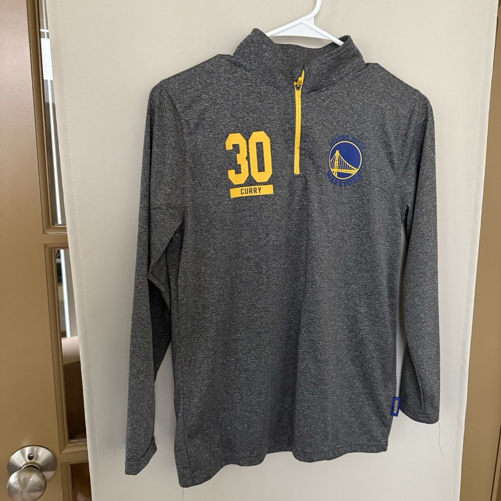 NBA Boys Large Grey Golden State Warriors 30 Curry 1/4‎ Zip Pullover